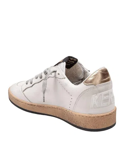 Golden Goose Ballstar Sneakers In White And Gold Leather