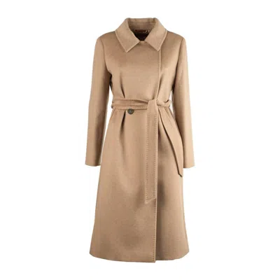 Max Mara Bcollage Double-breasted Coat In Nude