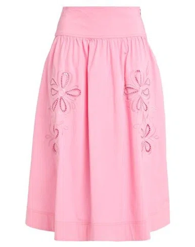 Boutique Moschino Woman Midi Skirt Pink Size 6 Cotton, Elastane