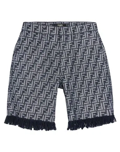 Fendi Men Ff Denim Bermuda Shorts In Gray