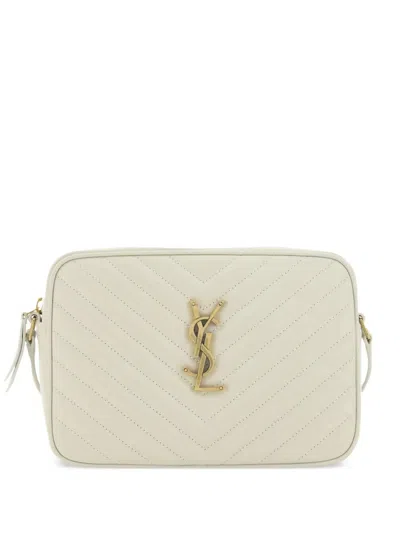 Saint Laurent Lou Medium Quilted Leather Shoulder Bag In Cream