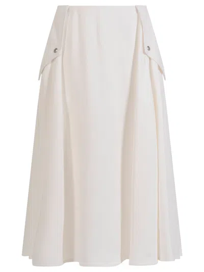 Bottega Veneta Flared High Waist Skirt With Metal Button