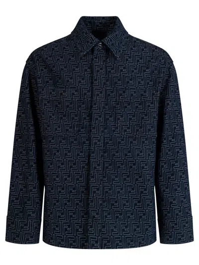 Fendi Giubbino In Denim Ricamato Uomo In Blue