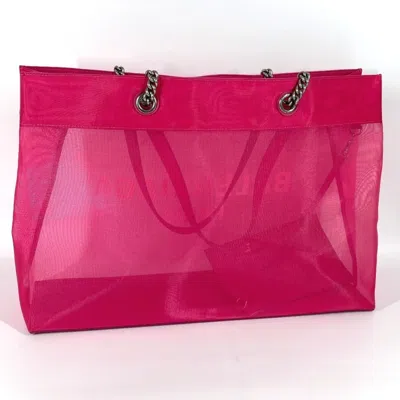 Pre-owned Balenciaga Pink White Polyester Leather Shoulder Bag Tote Bag ()