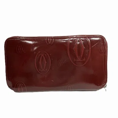 Pre-owned Cartier Happy Birthday Bordeaux Leather Coin Purse/coin Case ()