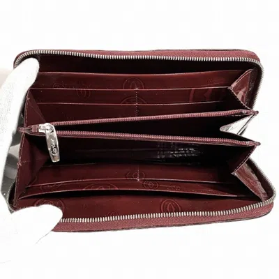 Pre-owned Cartier Happy Birthday Bordeaux Leather Coin Purse/coin Case ()