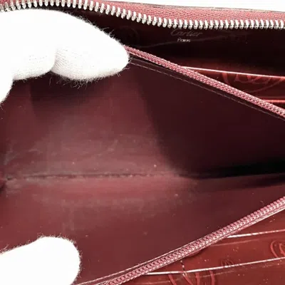 Pre-owned Cartier Happy Birthday Bordeaux Leather Coin Purse/coin Case ()