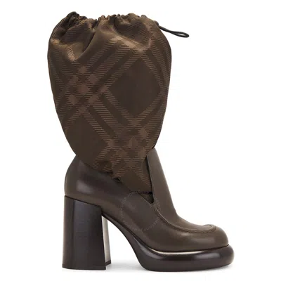 Burberry Leather And Nylon Blend Wedge Boots