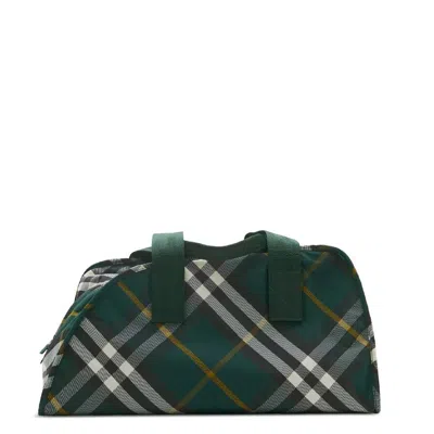 Burberry Medium Shield Check-pattern Duffle Bag In Green