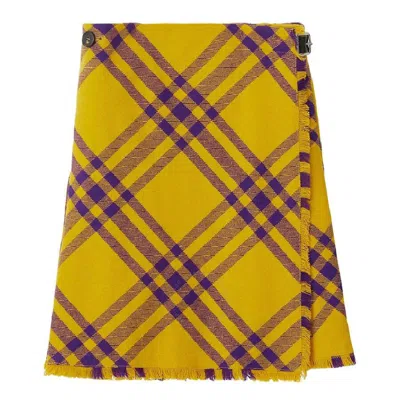 Burberry Check Wool Kilt In Multicolor