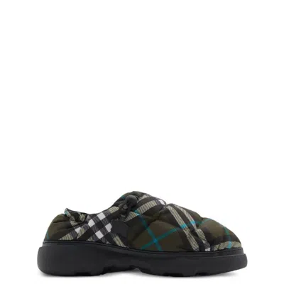 Burberry Men Check Nylon-blend Pillow Mule In Green
