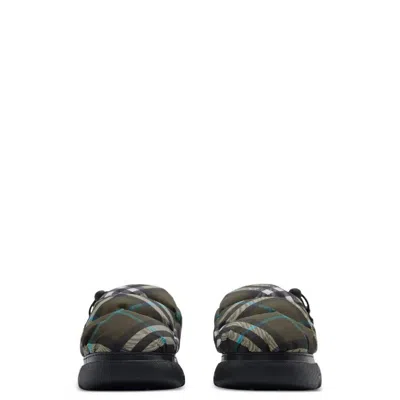 Burberry Men Check Nylon-blend Pillow Mule In Green