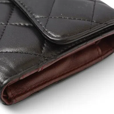 Pre-owned Chanel Black Leather Wallet (tri-fold) ()