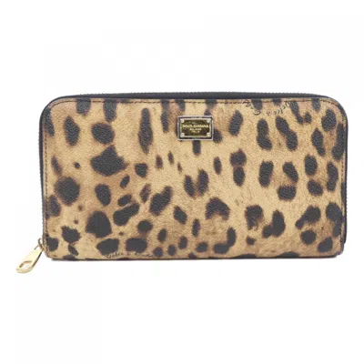 Pre-owned Dolce & Gabbana Beige Black Long Wallet (bi-fold) ()