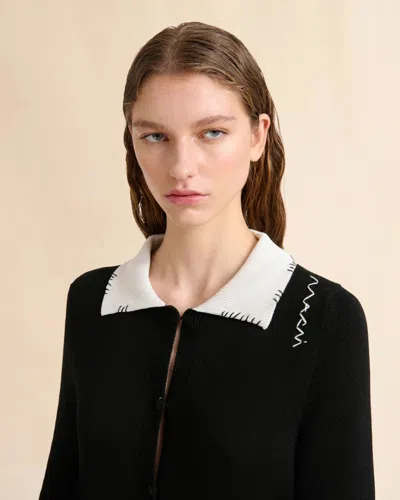 Marni Black Cotton Cardigan With  Mending