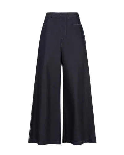 Marni Wide Leg Cotton Jeans With Raw Finish