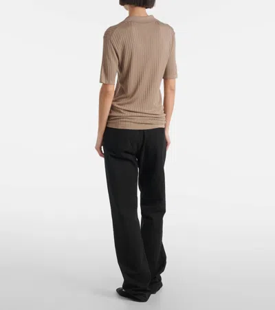 The Row Kaiomi Ribbed Short-sleeve Top In Brown
