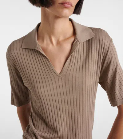 The Row Kaiomi Ribbed Short-sleeve Top In Brown