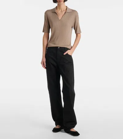The Row Kaiomi Ribbed Short-sleeve Top In Brown