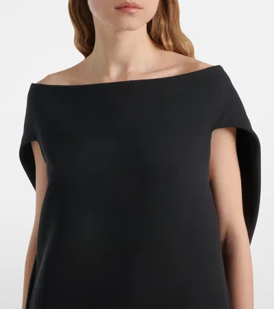 The Row Pallenberg Off-shoulder Wool-blend Top In Black