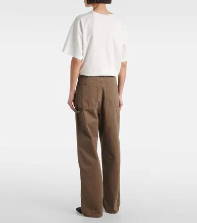 The Row Sharka Cotton Gabardine Wide-leg Pants In Brown