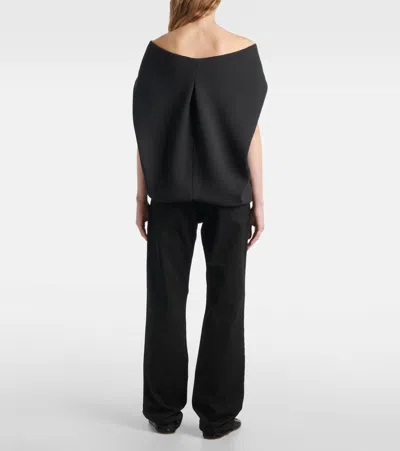 The Row Pallenberg Off-shoulder Wool-blend Top In Black