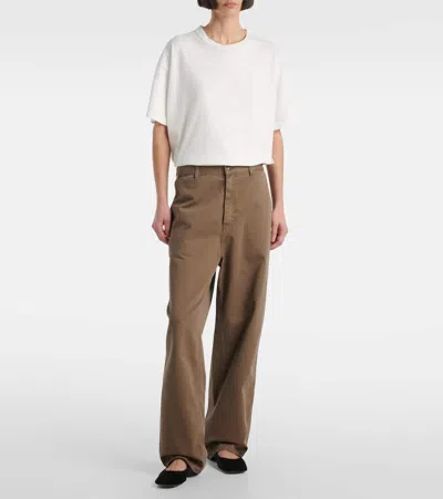 The Row Sharka Cotton Gabardine Wide-leg Pants In Brown