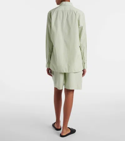 The Row Vanda Striped Cotton-poplin Shirt In Green