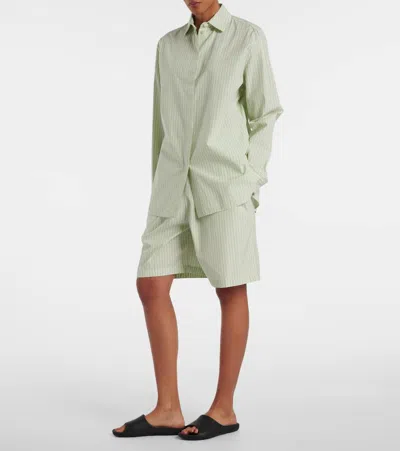 The Row Vanda Striped Cotton-poplin Shirt In Green