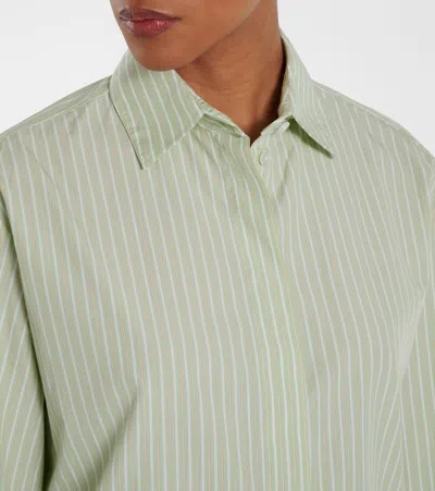 The Row Vanda Striped Cotton-poplin Shirt In Green