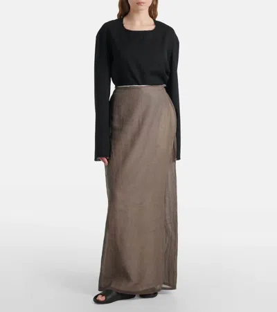 The Row Zaira Cotton Organza Long Skirt In Brown