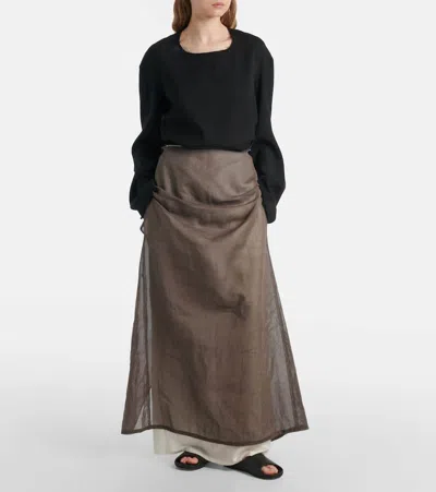The Row Zaira Cotton Organza Long Skirt In Brown