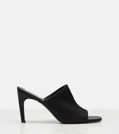 Totême Sculpted Heel Suede Mules With Toe Strap In Animal Print