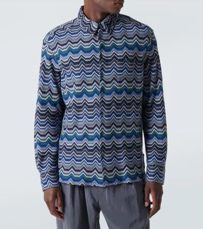 Missoni Zigzag Cotton Shirt In Blue