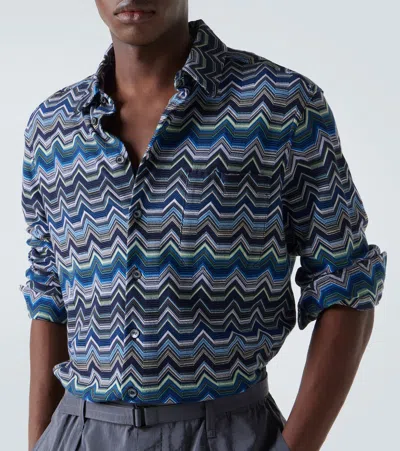 Missoni Zigzag Cotton Shirt In Blue