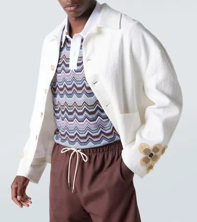 Missoni Short Sleeve Polo With Geometric Zigzag Pattern In Multi