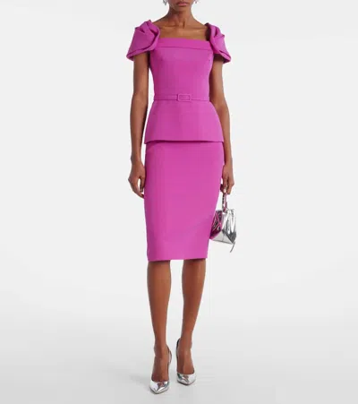 束带装饰腰摆中长连衣裙