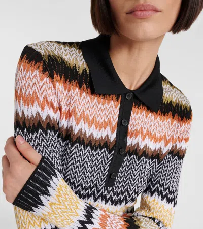 Missoni Long Sleeve Polo With Revisited Chevron Pattern In Multi