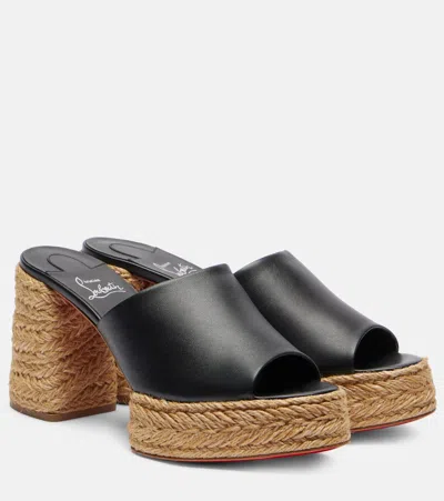 Christian Louboutin Calakala Espadrille Platform Slide Sandal In Black