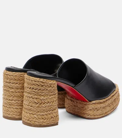 Christian Louboutin Calakala Espadrille Platform Slide Sandal In Black
