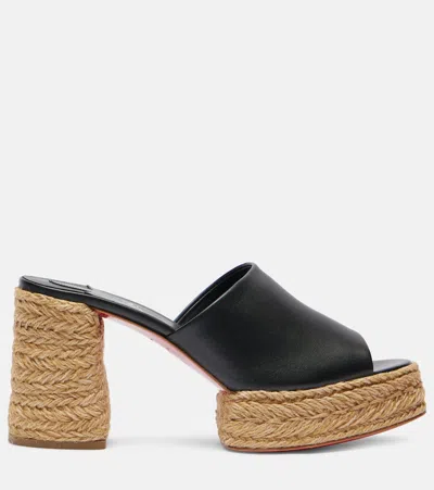 Christian Louboutin Calakala Espadrille Platform Slide Sandal In Black