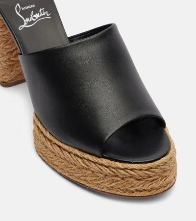 Christian Louboutin Calakala Espadrille Platform Slide Sandal In Black