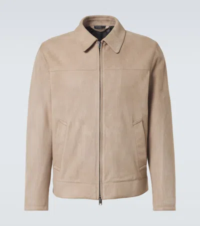 绒面革束腰夹克