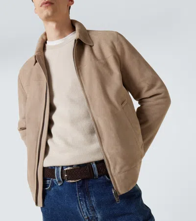 绒面革束腰夹克