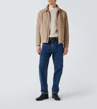 绒面革束腰夹克