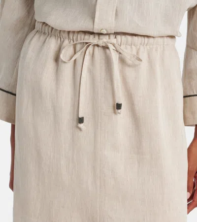 Brunello Cucinelli Linen Drawstring Maxi Skirt