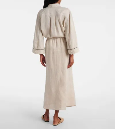 Brunello Cucinelli Linen Drawstring Maxi Skirt