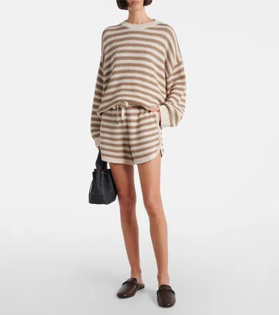 Brunello Cucinelli Sequin-embellished Striped Cotton-blend Sweater In Pattern