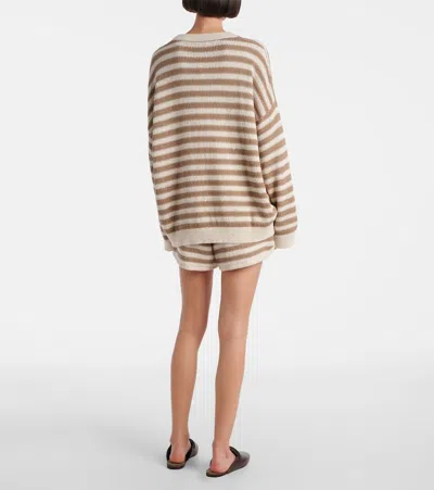 Brunello Cucinelli Sequin-embellished Striped Cotton-blend Sweater In Pattern
