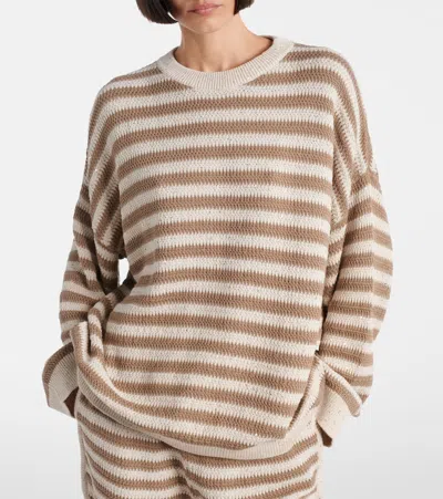 Brunello Cucinelli Sequin-embellished Striped Cotton-blend Sweater In Pattern